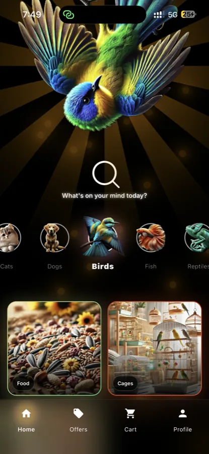 Grainoz home screen themed for the bird category