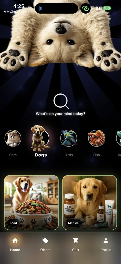Grainoz home screen themed for the dog category