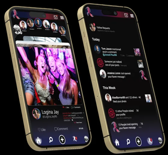 Raven feed and activity screens
